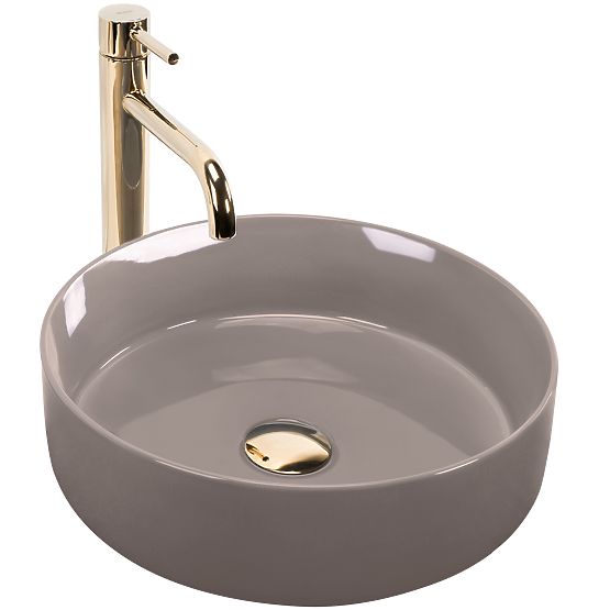 Nadblatowa umywalka Rea Sami Beige Shiny