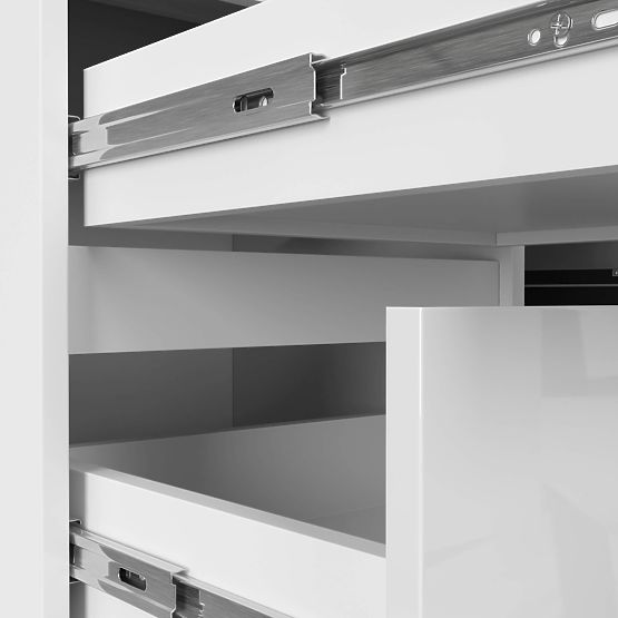 NAROŻNE BIURKO B20 155 cm LEWE PK BIAŁY POŁYSK