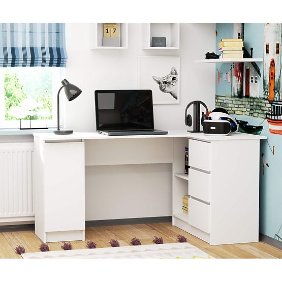 NAROŻNE BIURKO B20 CLP PRAWOSTRONNE PK BIAŁE