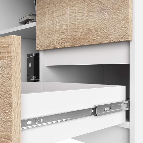 NAROŻNY STÓŁ B16 124 cm PRAWY 3 SZUFLADY PK BIAŁY / SONOMA