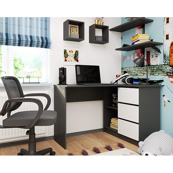 NAROŻNY STÓŁ B16 CLP PRAWY PK SZARY / BIAŁY