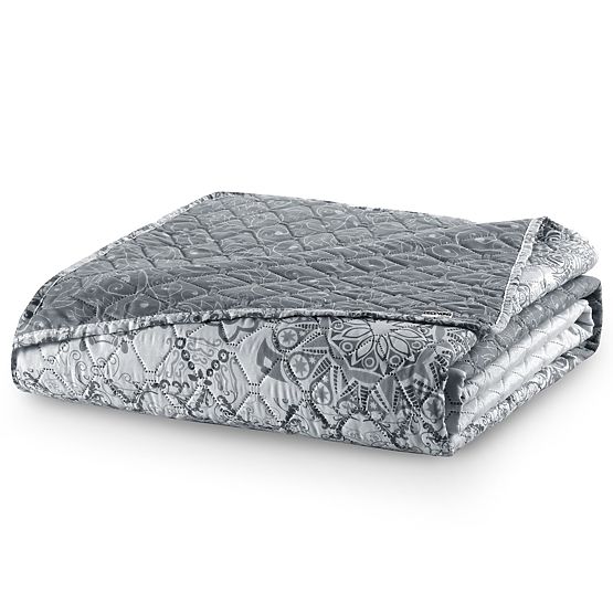 Narzuta ALHAMBRA szara materiał drukowany mikrofibra 220x240 DecoKing