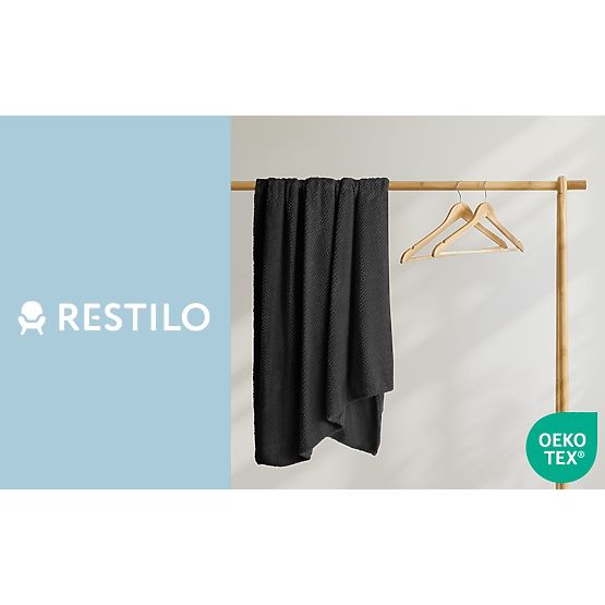 Narzuta HENRY czarna z wzorem żakardowym nowoczesny styl 220x240