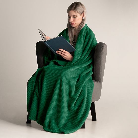 Narzuta HENRY kolor butelkowa zieleń tłoczony żakard nowoczesny styl 220x240