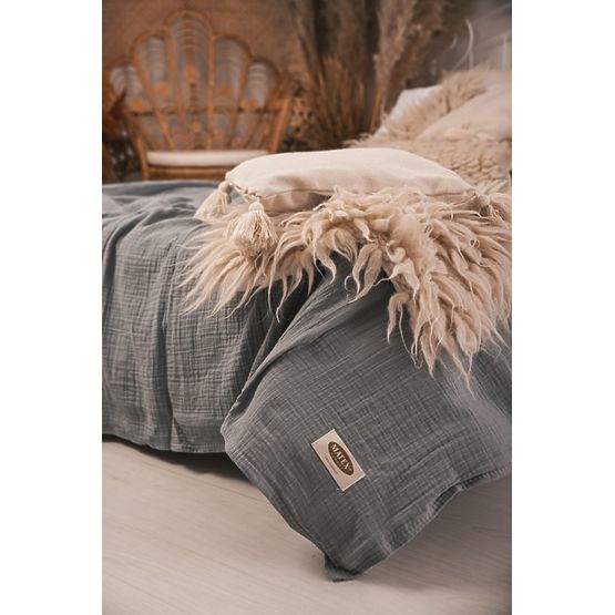 Narzuta muślinowa 210x240 ciemnoszara