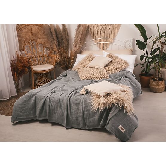 Narzuta muślinowa 210x240 ciemnoszara