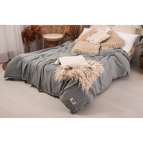 Narzuta muślinowa 210x240 ciemnoszara