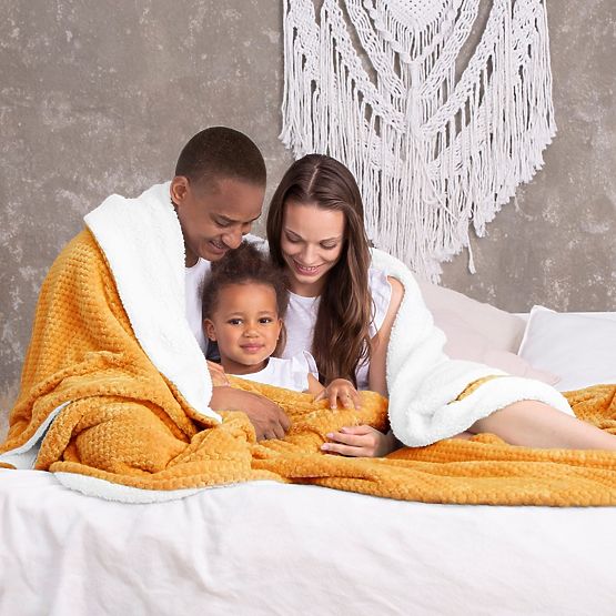 Narzuta SHLEEPY pomarańczowa z wzorem żakardowym styl klasyczny 170x210