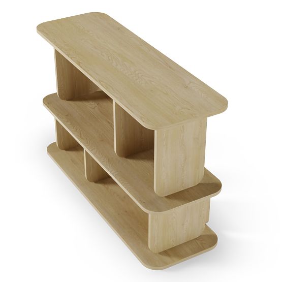 Niski regał Tulumo, zaokrąglony, Dąb Cremona Torro