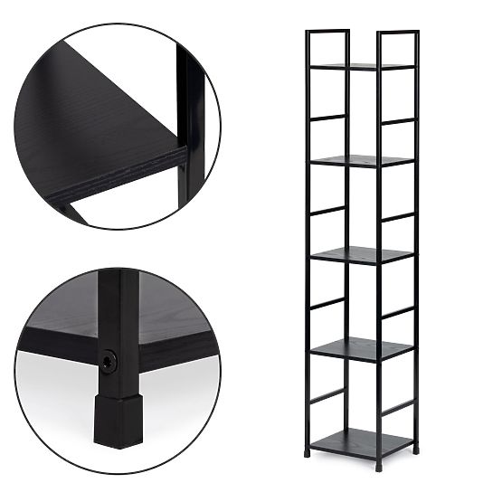 Nowoczesna drewniana półka z metalową ramą LOFT 5 półek