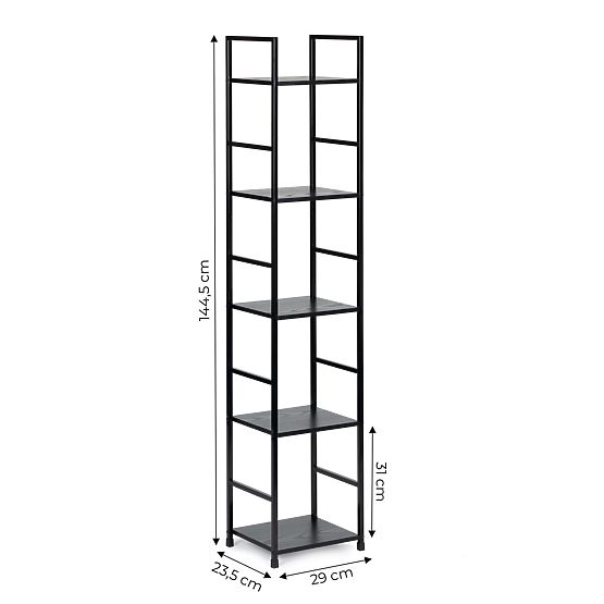 Nowoczesna drewniana półka z metalową ramą LOFT 5 półek