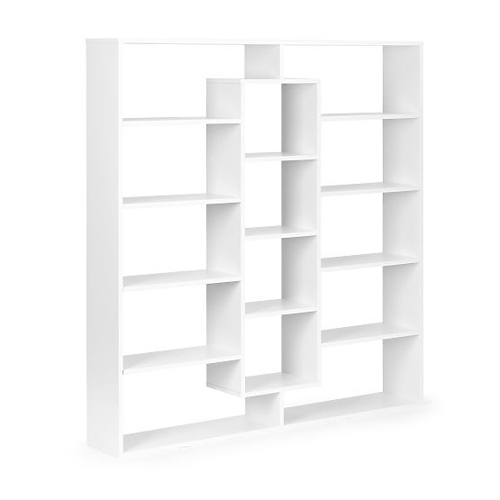Nowoczesna stojąca biblioteczka z 14 półkami biała