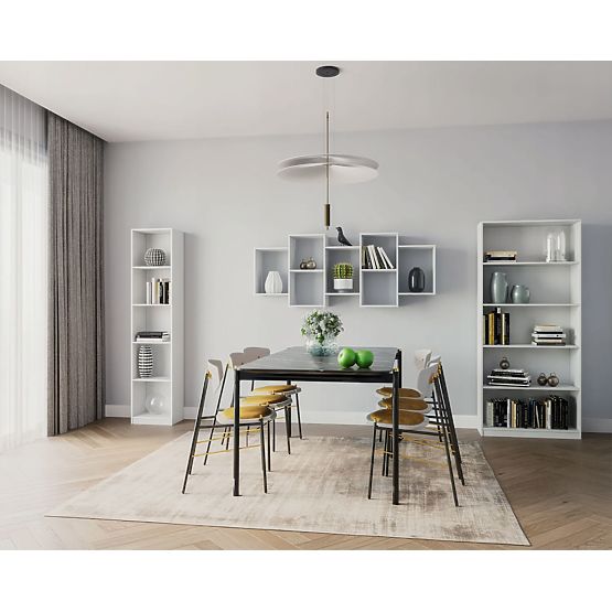 Nowoczesna wisząca półka z 8 półkami biała