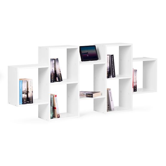 Nowoczesna wisząca półka z 8 półkami biała