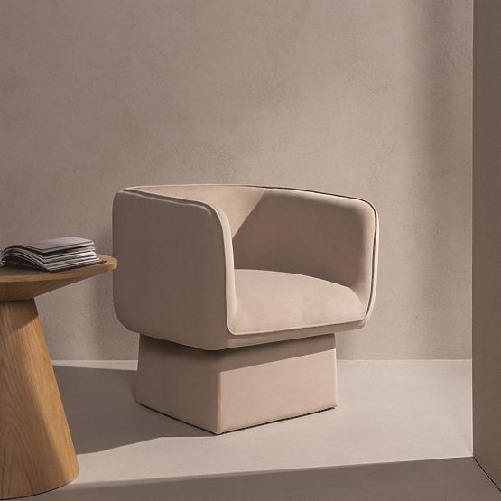 Obrotowe krzesło One jasnobeżowe, welur