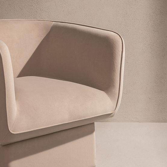 Obrotowe krzesło One jasnobeżowe, welur