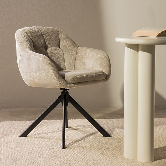 Obrotowe krzesło Santos jasnobeżowe/czarne nogi