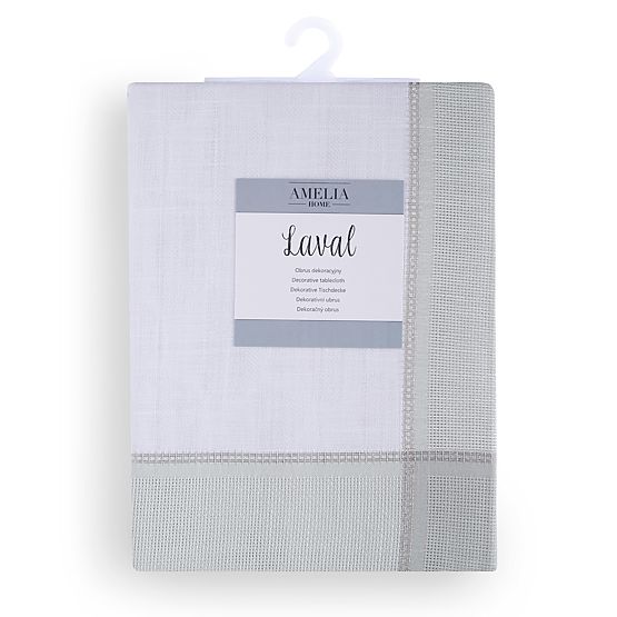 Obrus LAVAL kolor biały gładki motyw klasyczny 140x220 ameliahome