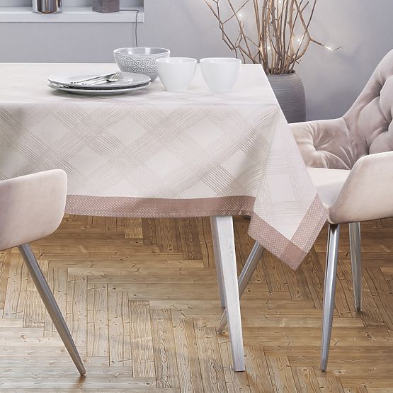 Obrus MILLUZA kremowy metalizowany klasyczny motyw 140x300 ameliahome