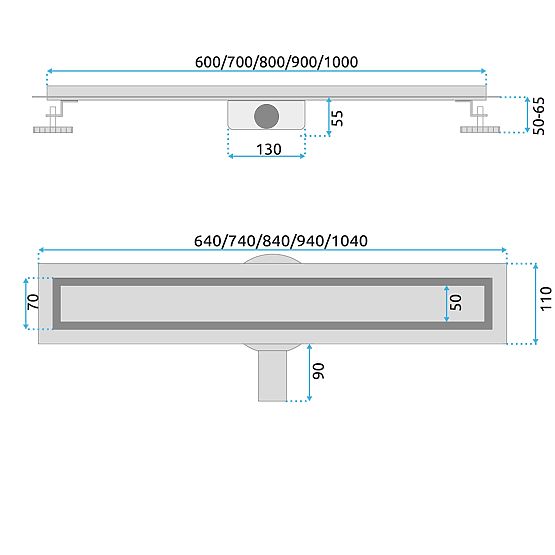 Odpływ liniowy REA Neox czarny 50