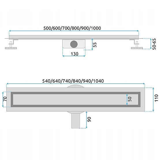 Odpływ liniowy REA NEOX PRO Stal szczotkowana 50