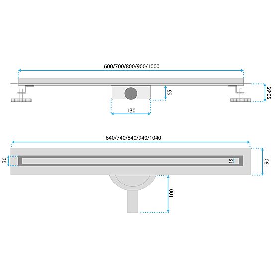 Odpływ liniowy REA NEOX SLIM PRO brush copper 70