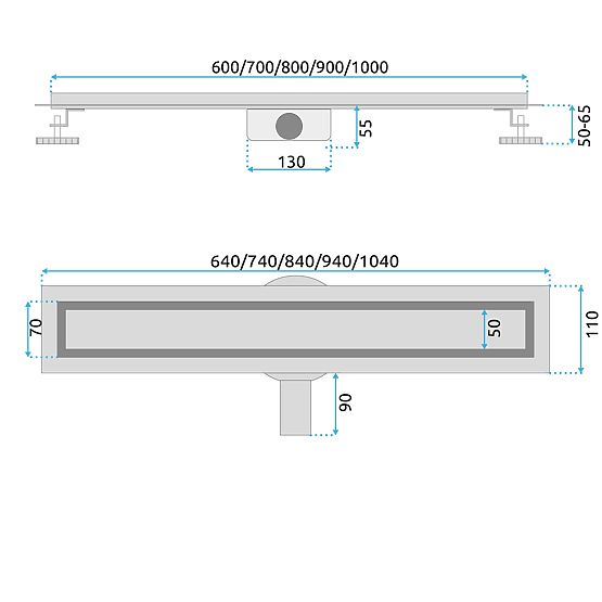 Odpływ liniowy REA Neox złoty 70