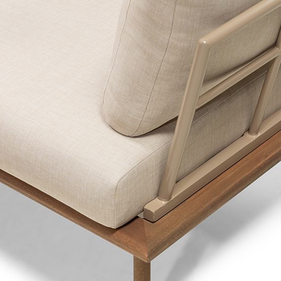 Ogrodowa narożna sofa z stolikiem Penne, drewno eukaliptusowe FSC, beżowa