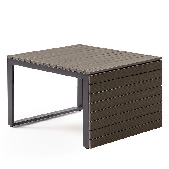 Ogrodowa narożna sofa z stolikiem Valongo, polywood, spun-poly, jasnoszary/antracytowy