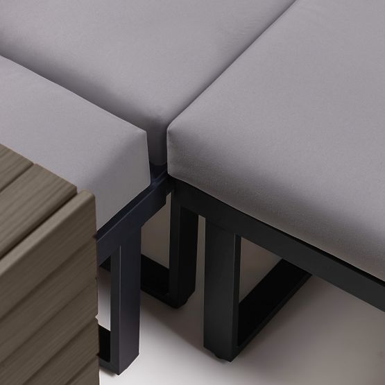 Ogrodowa narożna sofa z stolikiem Valongo, polywood, spun-poly, jasnoszary/antracytowy