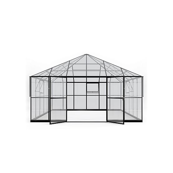 Ogrodowa oranżeria ProGlass Gazebo Large z podstawą 17,8 m² szkło hartowane 4 mm, aluminium, czarna