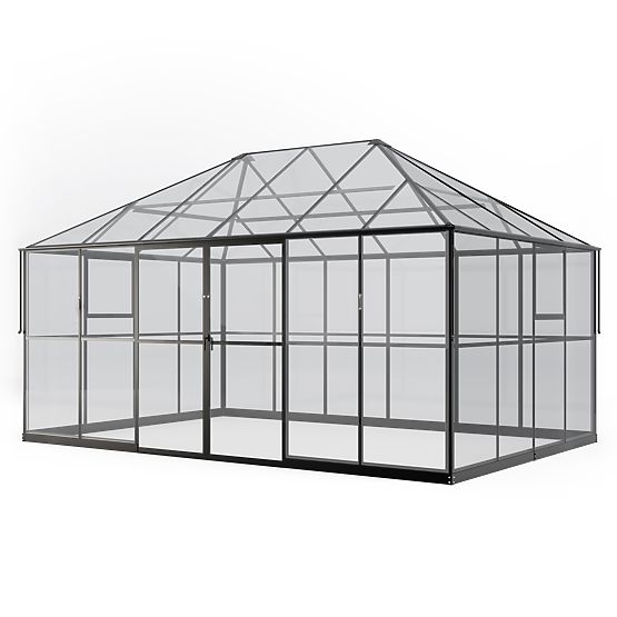 Ogrodowa oranżeria ProGlass Gazebo Standard z podstawą 12 m² szkło hartowane 4 mm, aluminium, czarny