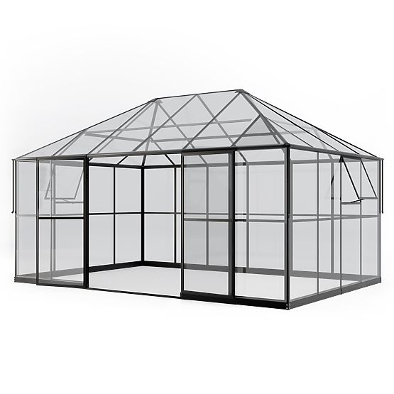 Ogrodowa oranżeria ProGlass Gazebo Standard z podstawą 12 m² szkło hartowane 4 mm, aluminium, czarny