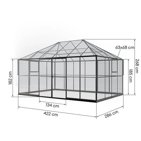 Ogrodowa oranżeria ProGlass Gazebo Standard z podstawą 12 m² szkło hartowane 4 mm, aluminium, czarny