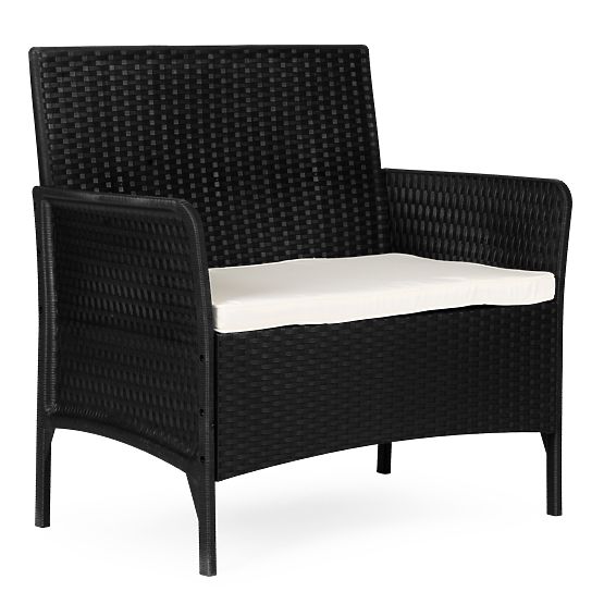 Ogrodowa sofa dwuosobowa z poduszką ławka na balkon taras ogród czarna MultiGarden