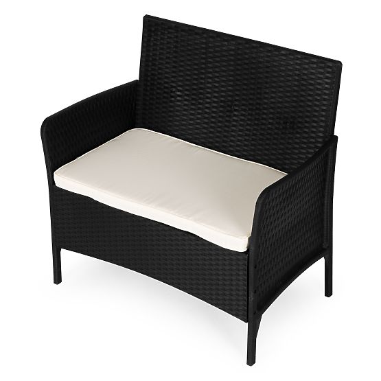 Ogrodowa sofa dwuosobowa z poduszką ławka na balkon taras ogród czarna MultiGarden