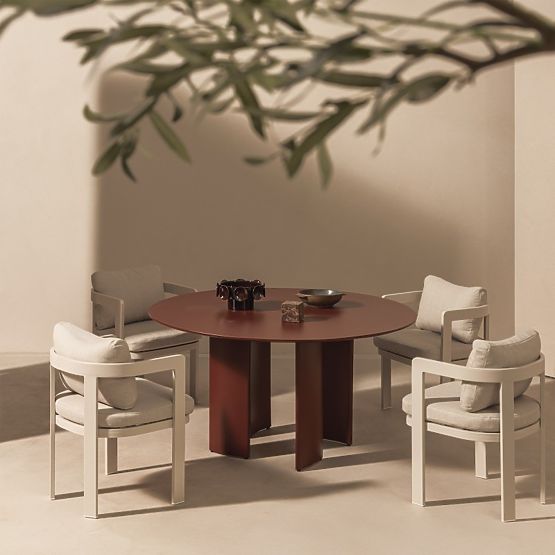 Ogródowe krzesło Japori aluminiowe, jasnobeżowe, zaokrąglone