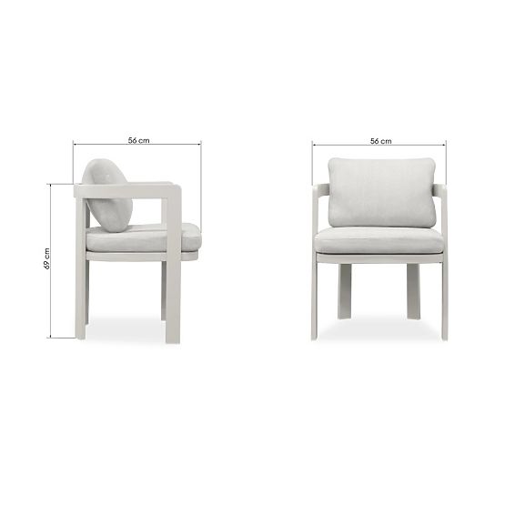 Ogródowe krzesło Japori aluminiowe, jasnobeżowe, zaokrąglone