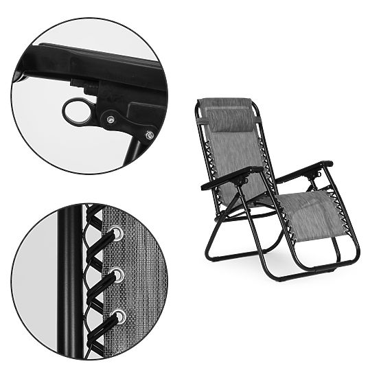 Ogrodowe krzesło plażowe z regulowanym oparciem ZERO GRAVITY ModernHome - szare