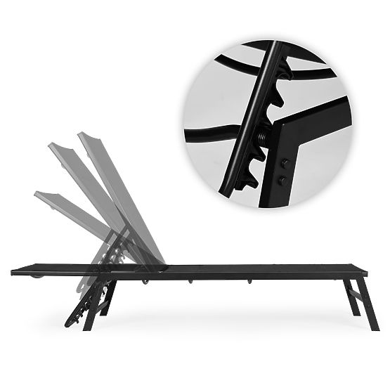 Ogrodowe leżak plażowy z regulowanym oparciem, stalowa konstrukcja, czarne MultiGarden