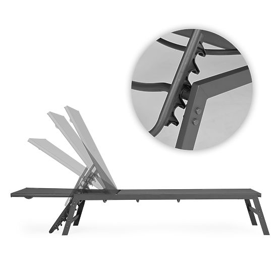 Ogrodowe leżak plażowy z regulowanym oparciem, stalowa konstrukcja, szare MultiGarden