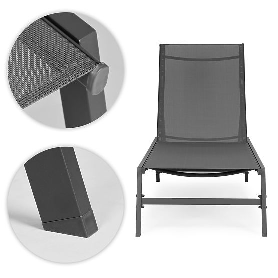 Ogrodowe leżak plażowy z regulowanym oparciem, stalowa konstrukcja, szare MultiGarden