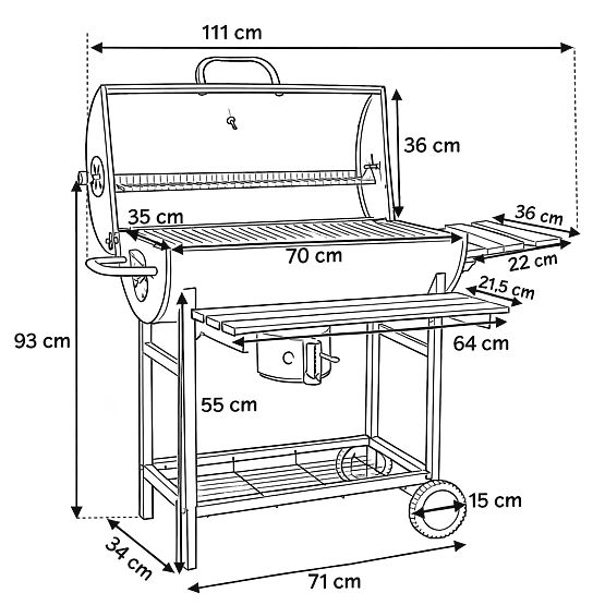 Ogrodowy grill węglowy 2 ruszty popielnik BAREL WOOD