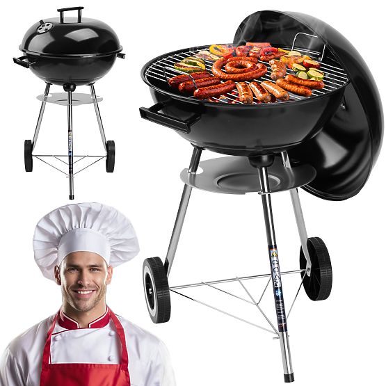 Ogrodowy grill węglowy RUND czarny