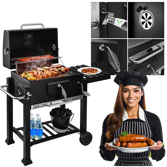 Ogrodowy grill węglowy z pokrywą MEJOR