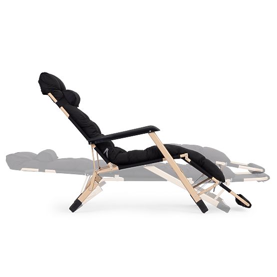 Ogrodowy leżak plażowy 2w1 z poduszką, regulowany podnóżek, czarny, złota rama MultiGarden