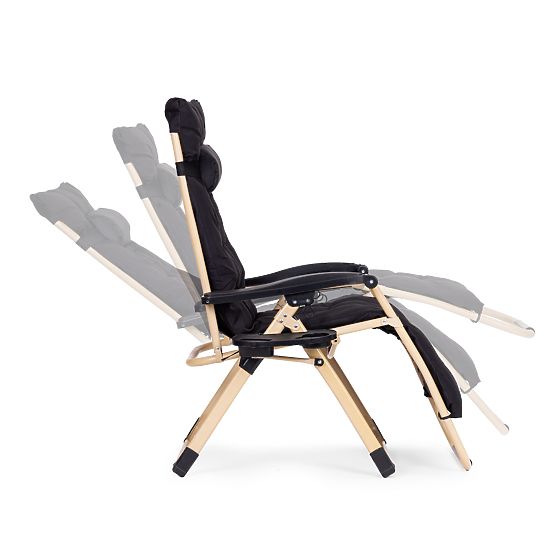 Ogrodowy leżak plażowy z poduszką i regulowanym oparciem czarny złota rama MultiGarden