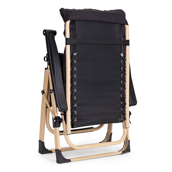 Ogrodowy leżak plażowy z poduszką i regulowanym oparciem czarny złota rama MultiGarden