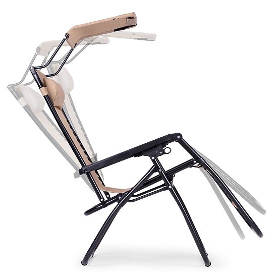 Ogrodowy leżak plażowy z regulowanym oparciem i ruchomym daszkiem Modernhome - beżowy