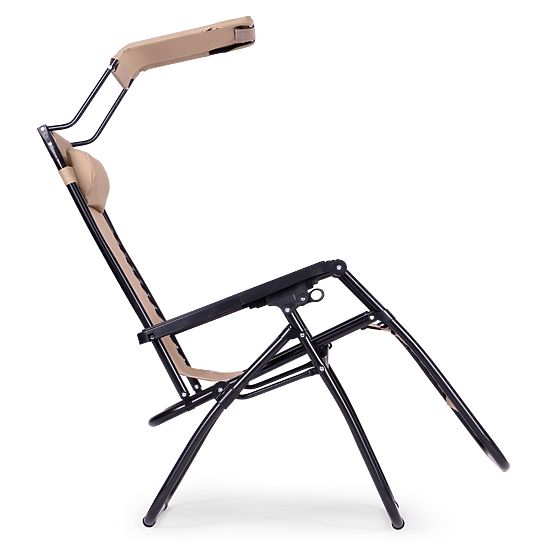 Ogrodowy leżak plażowy z regulowanym oparciem i ruchomym daszkiem Modernhome - beżowy